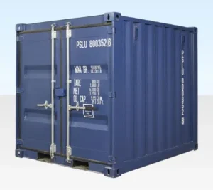 Contenedor marítimo azul de 8 pies, de un solo viaje (RAL 5013)